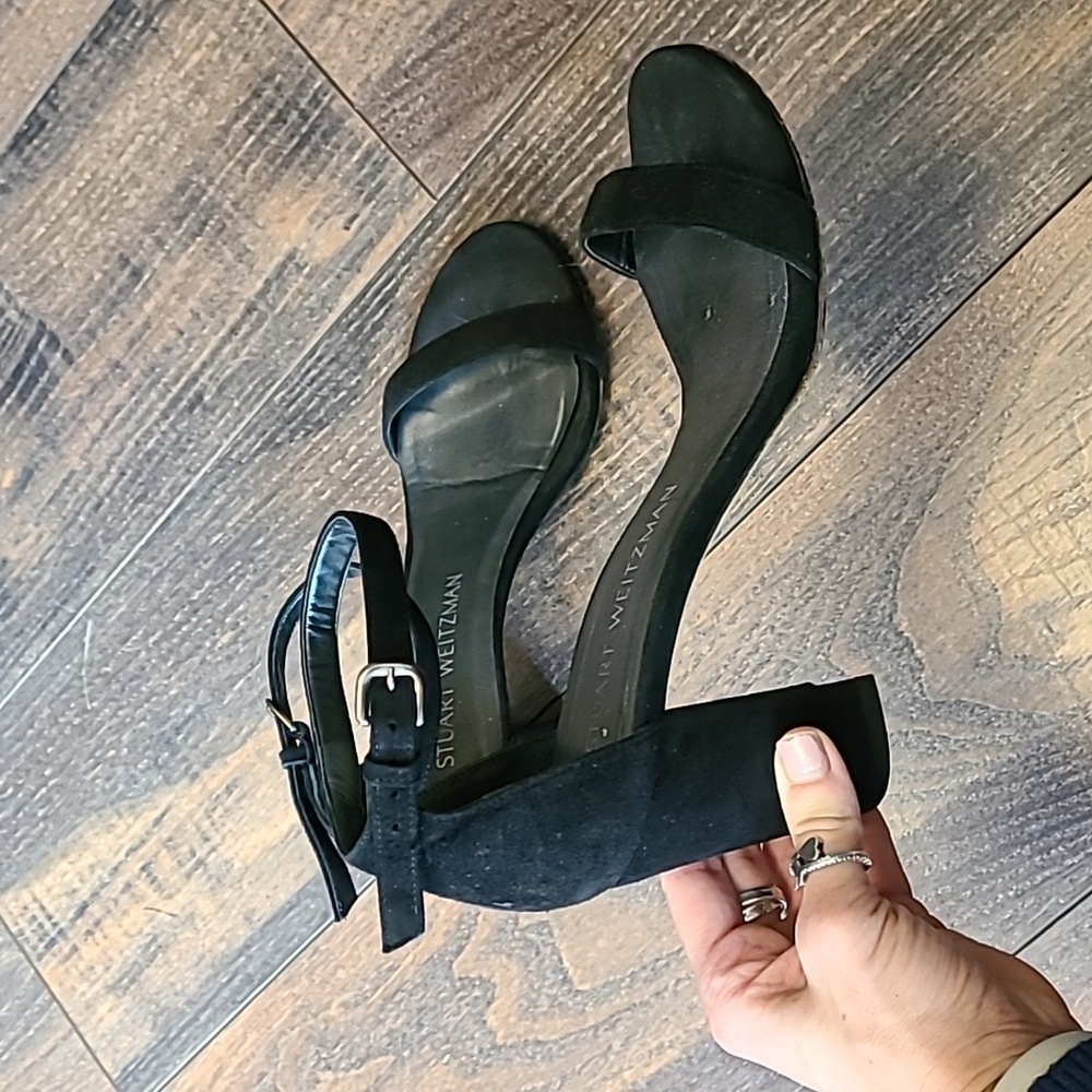 Stuart Weitzman Suede Block Heel Sandals, 5.5